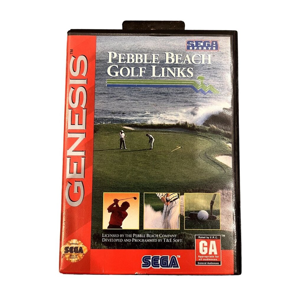 VTG 1994 Sega Genesis Sports Pebble Beach Golf Links Video Game Box Game Manual